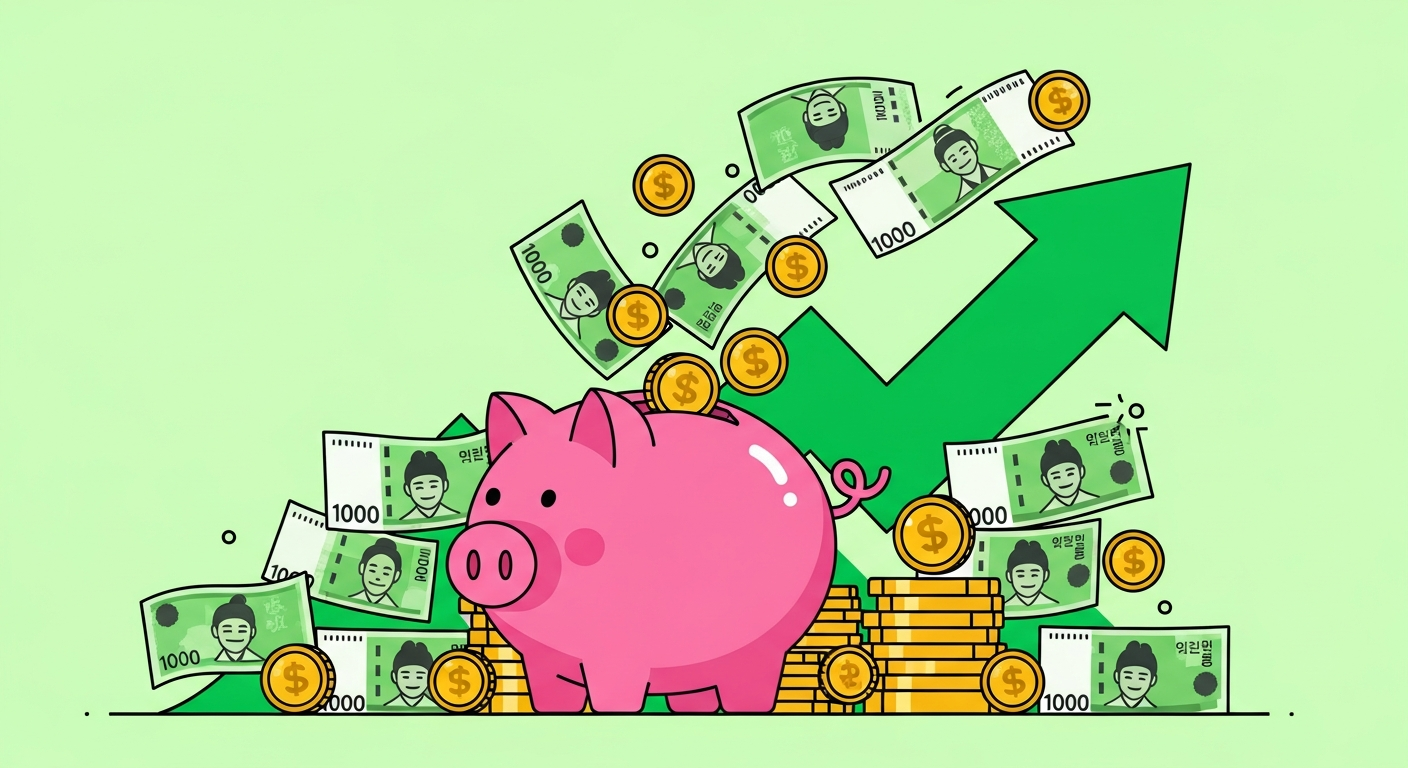 통신비 절약으로 저축이 늘어나는 모습을 표현한 일러스트