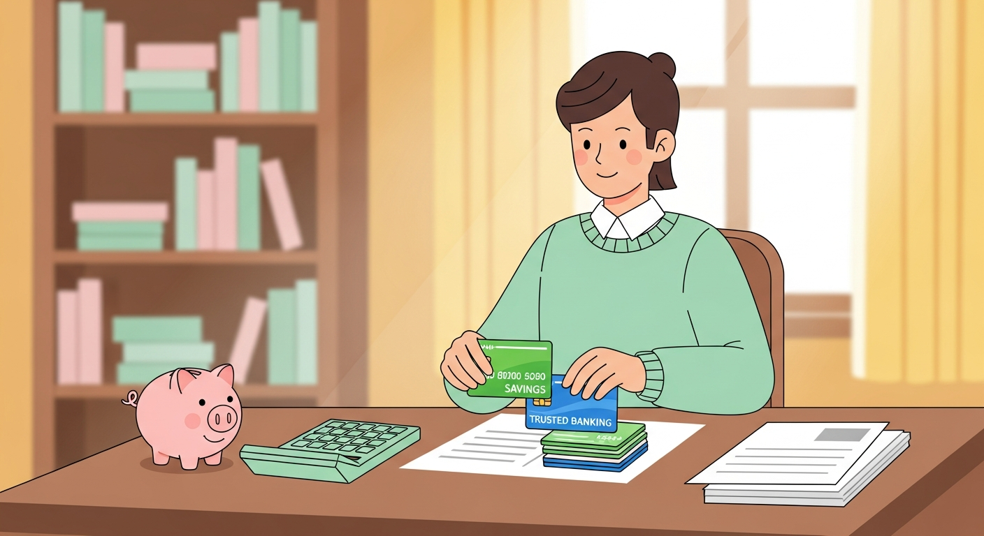 신용카드 정리와 연회비 절약을 실천하는 모습을 표현한 일러스트