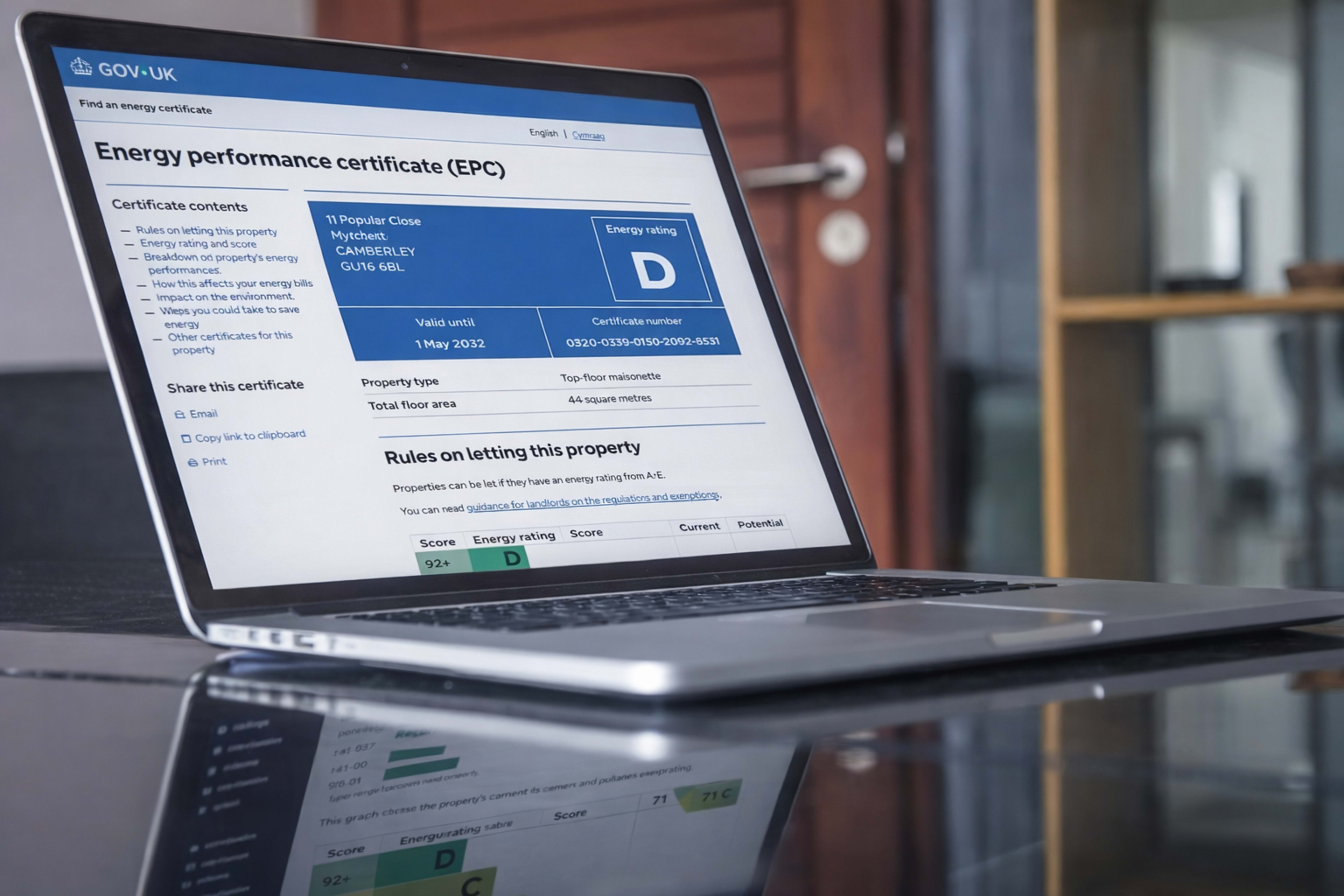 Energy Performance Certificate document showing property energy rating