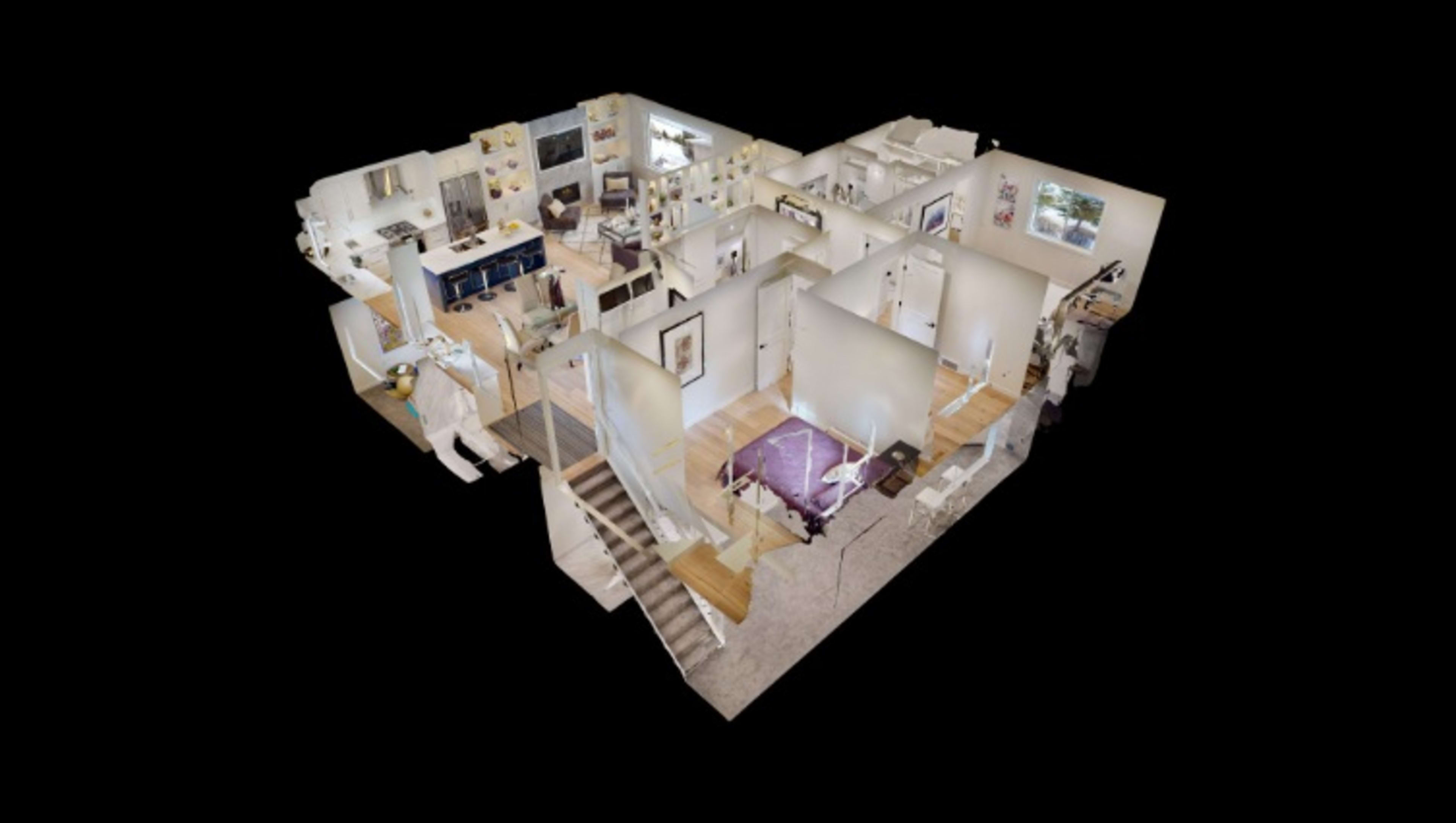 Interactive 360-degree virtual tour of a property interior