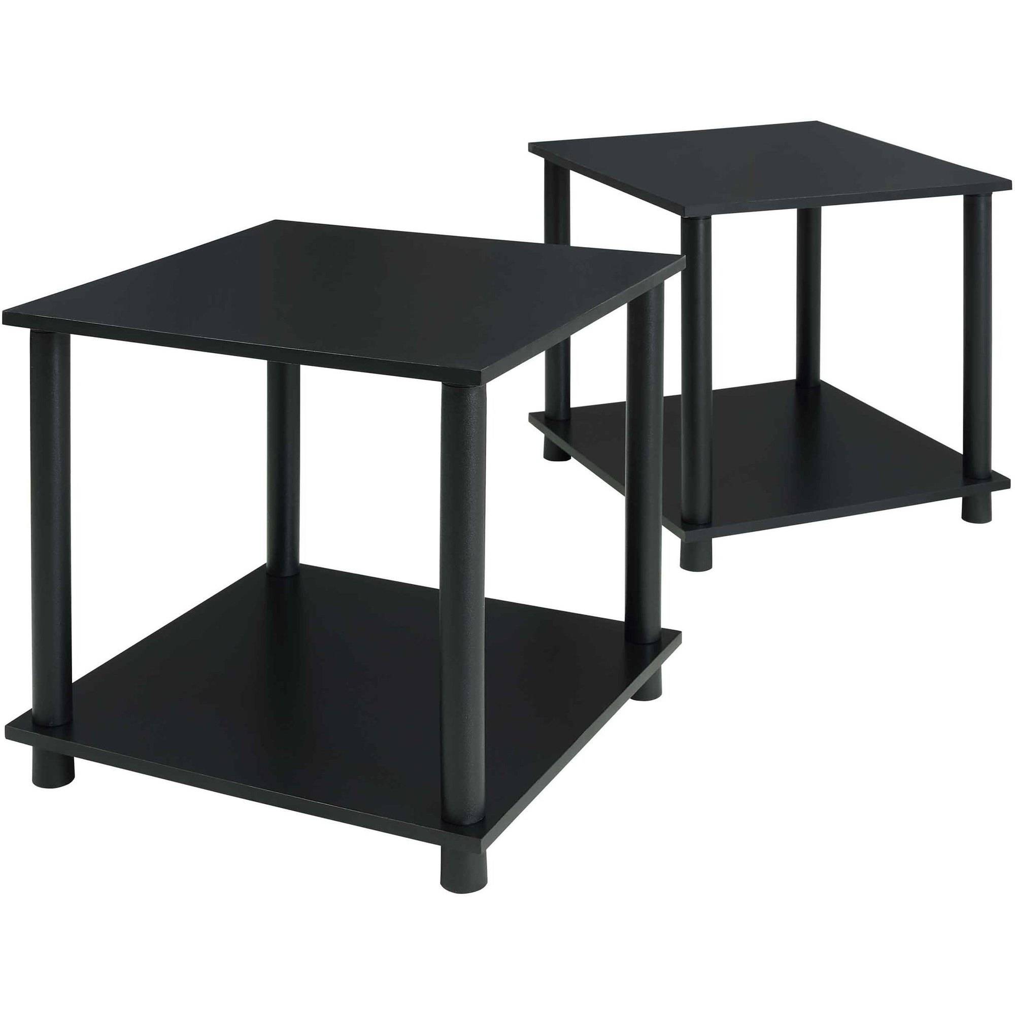 Side End Table Set 2 Small Cube Storage Shelf Living Room