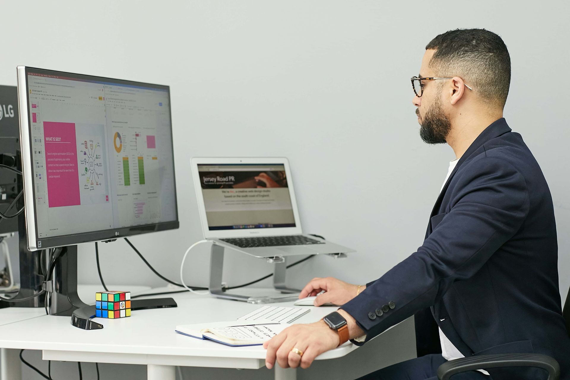 Procurement professional analyzing data