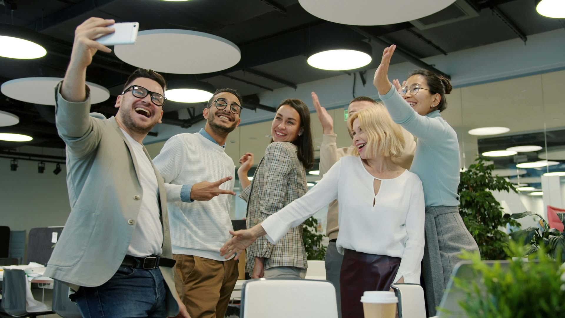 Business team celebrating growth and success