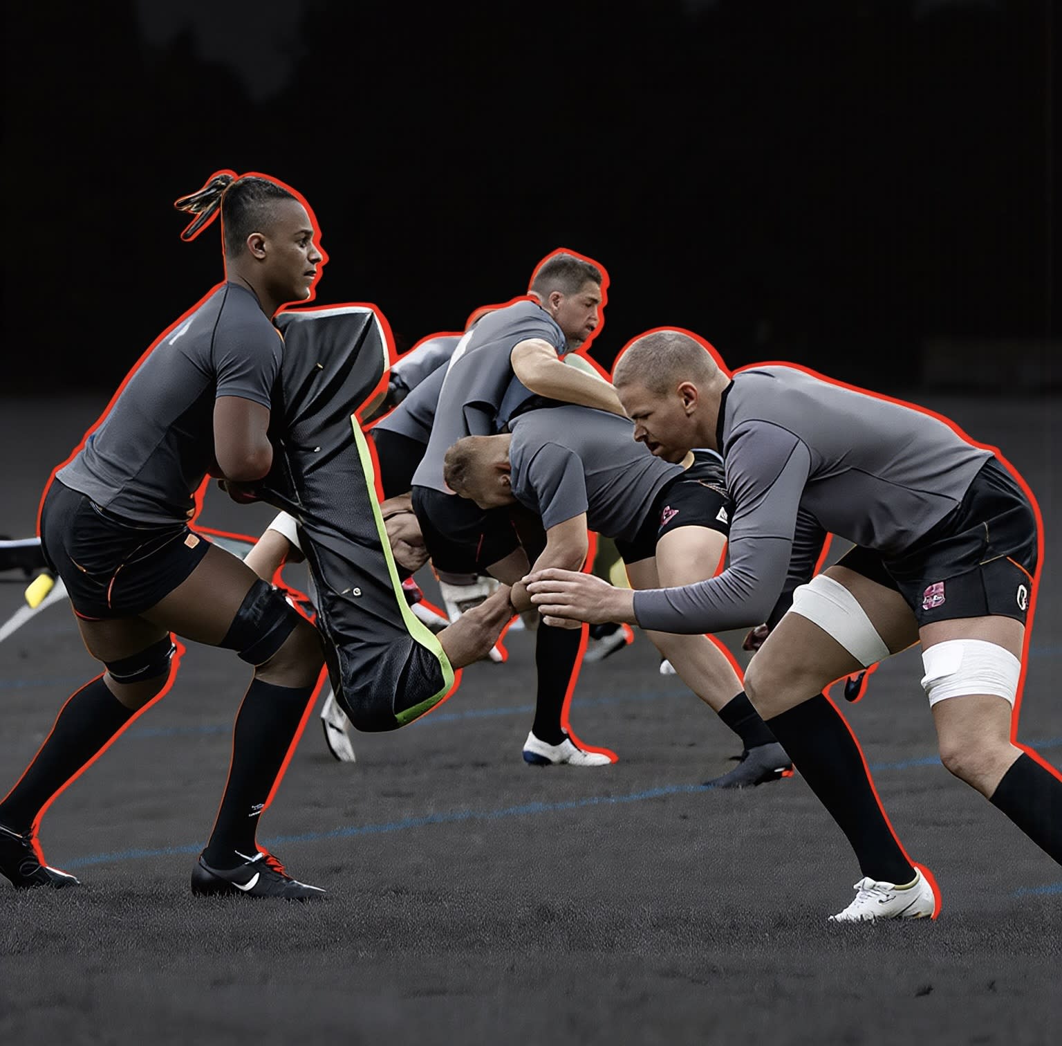 Rugby athlete, cinematic dark