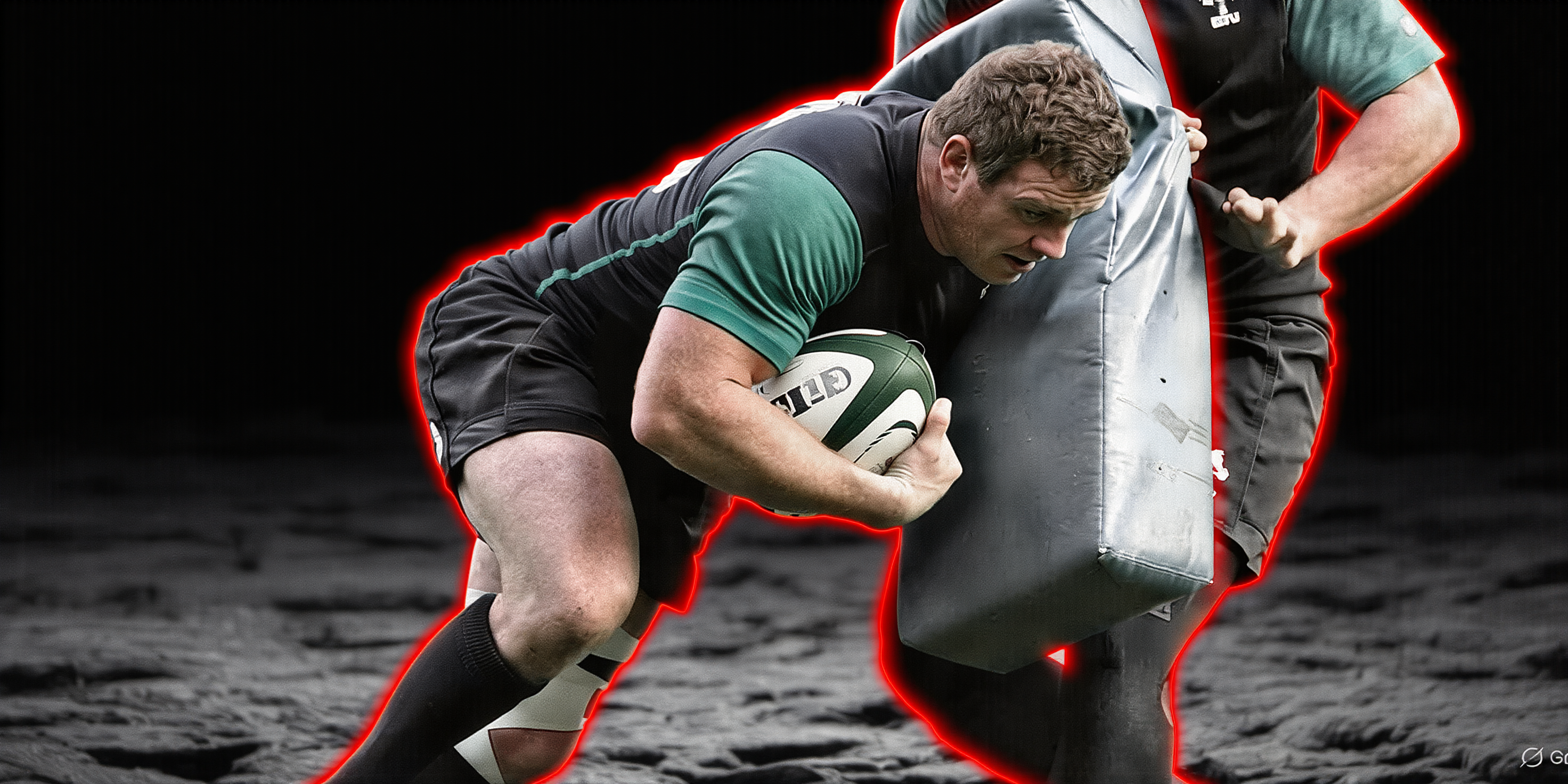 Rugby player driving forward