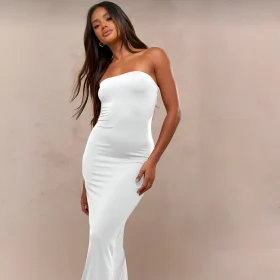 Vestido blanco largo strapless