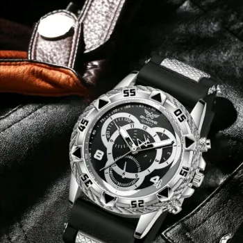 RELOJ ZHOWE CORREA NEGRO Y PLATA FONDO NEGRO
