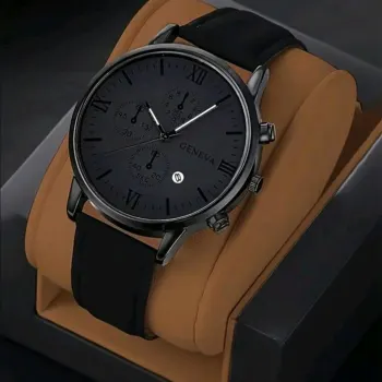 RELOJ CUERO PU NEGRO GENEVA