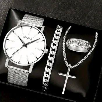 SET DE RELOJ ACERO INOX GENEVA FONDO BLANCO