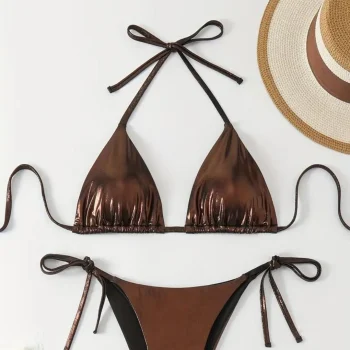 TRAJE DE BAÑO 2 PIEZAS METALIZADO MARRON COBRIZO