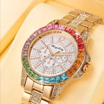 RELOJ CON PIEDRAS MULTICOLOR DE ACERO INOX