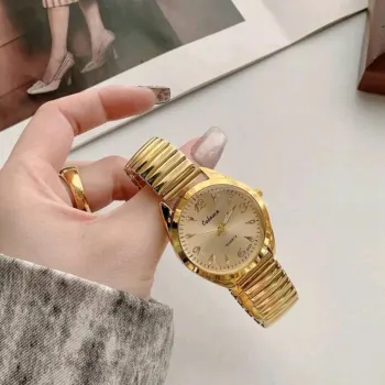RELOJ MALLA ELASTICA DORADO ACERO INOX