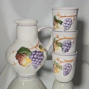Juego de jarra y vasos portugués pintado a mano