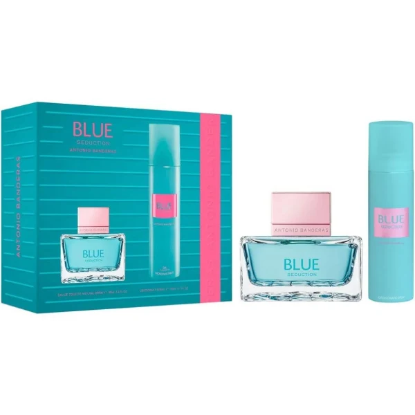 KIT ANTONIO BANDERAS BLUE SEDUCTION FEM EDT 80ML DEO
