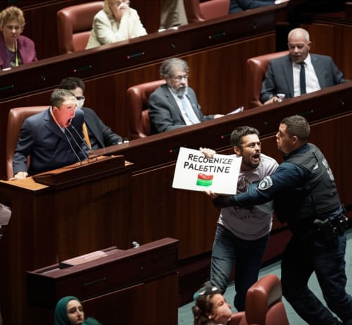 Shocking Moment!  Trump's Israel Speech Interrupted by Fiery Protest!