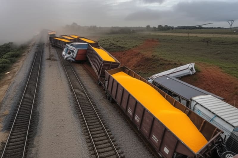 Brazillian Train Horror: Truck's Reckless Move Causes Corn Chaos!