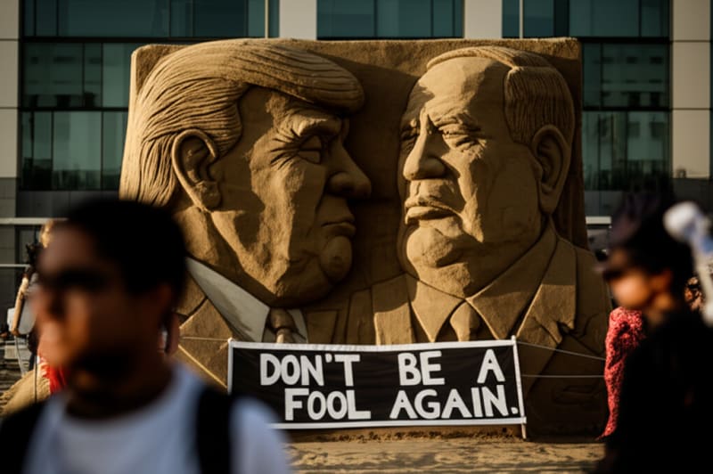 âš” Shocking Sand Art Targets Trump & Netanyahu Ahead of Explosive Meeting! You Won't Believe the Message!