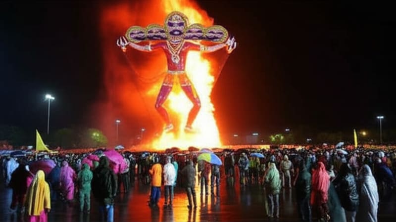 Rain Couldn't Stop THIS!  Thousands Brave Downpour for India's Fiery Festival – See Why!
