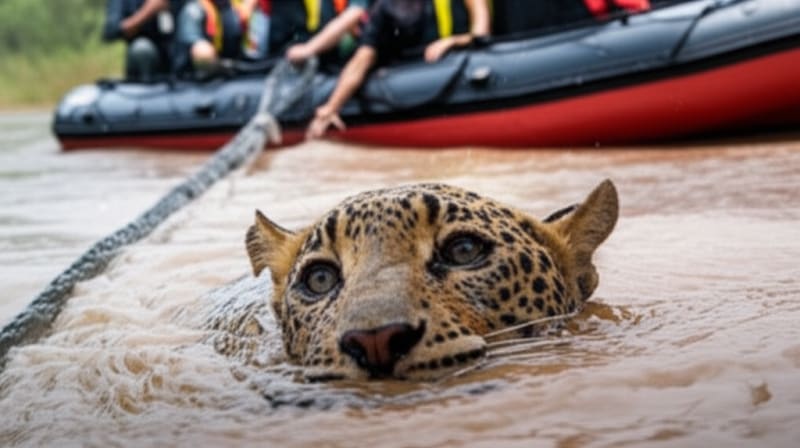 Shot Leopard Fights for Life in Brazilian River: A Harrowing Rescue!