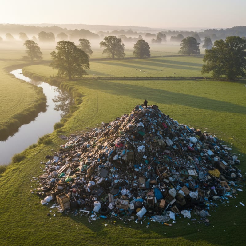 Shocking! A Massive Mountain of Trash Appeared Overnight in a UK Field!