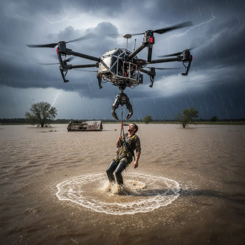 Miracle Rescue! Man Trapped in Deadly Flood Saved by DARING Drone Operation!