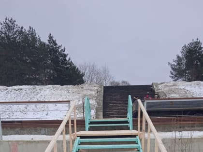 В Калуге на Яченском водохранилище установили лестницы для выхода на лед