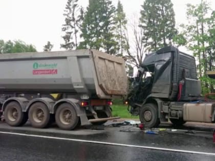 Водитель сломал обе ноги в столкновении грузовиков