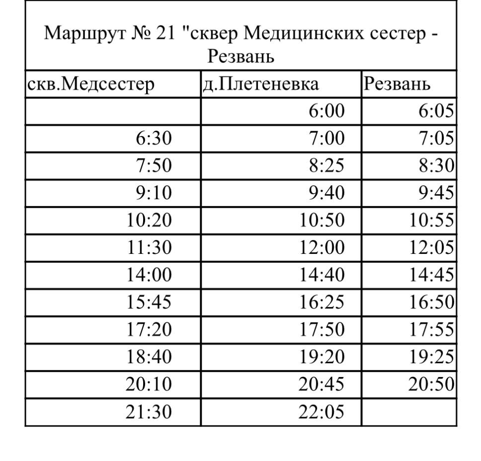 Расписание автобусов маршрут 1