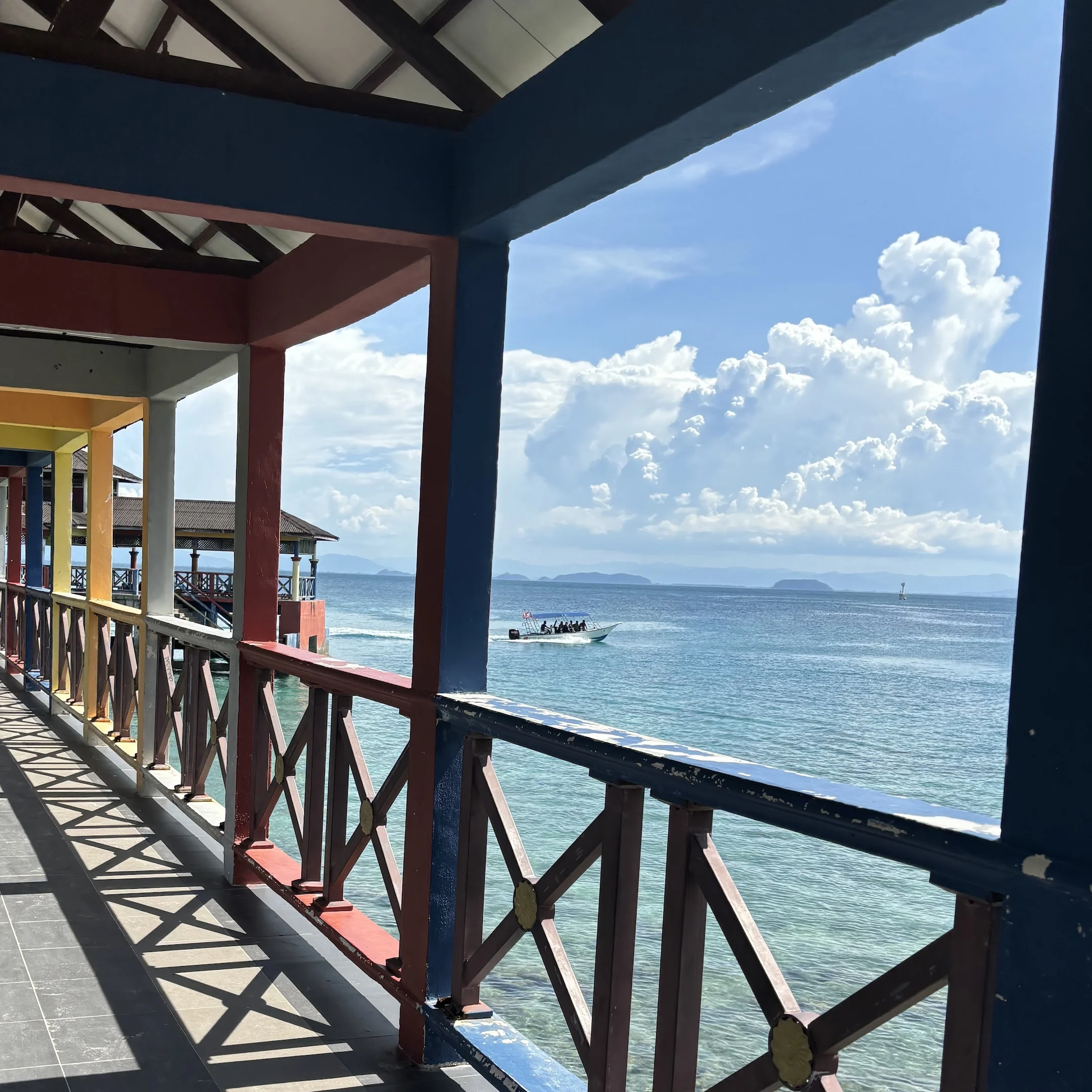 A long wooden walkway.