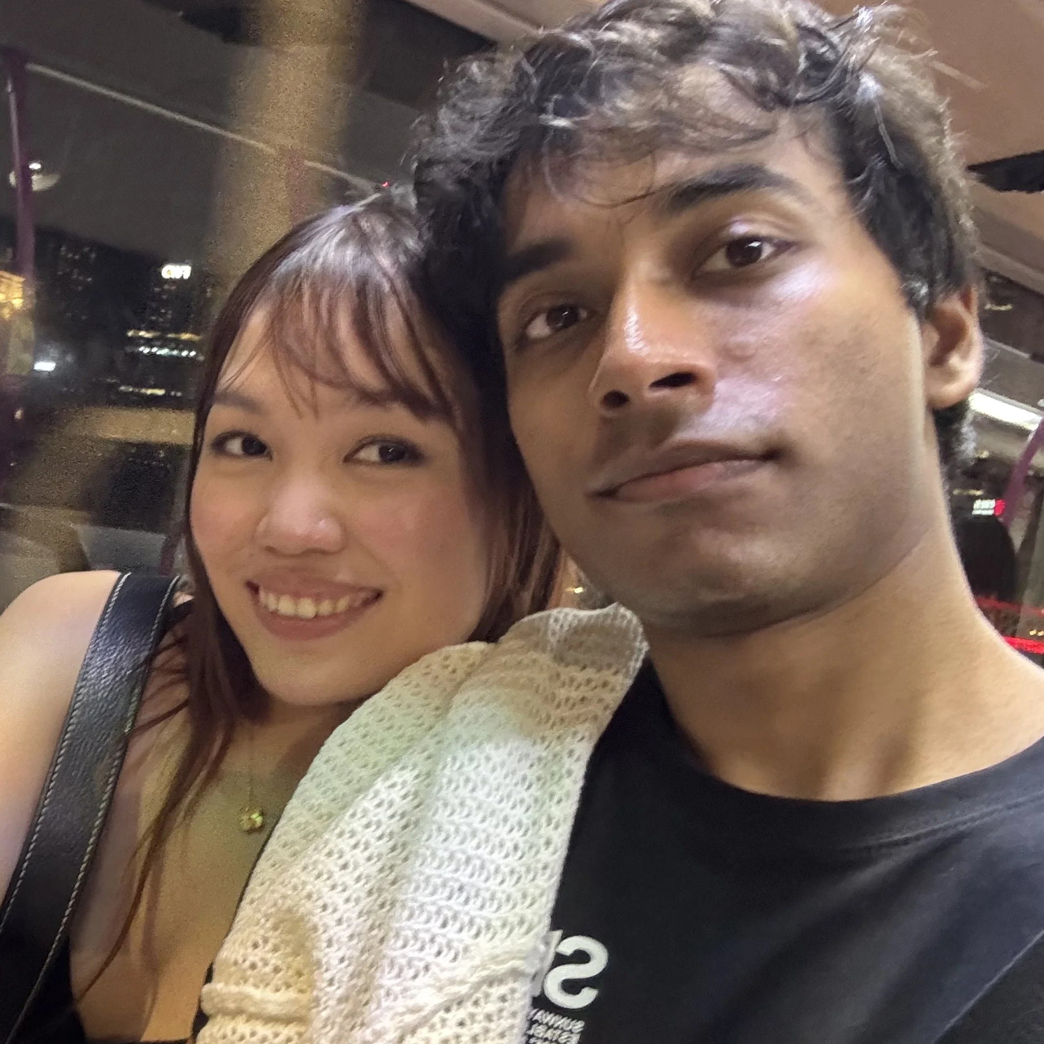 Riding through Singapore by bus.