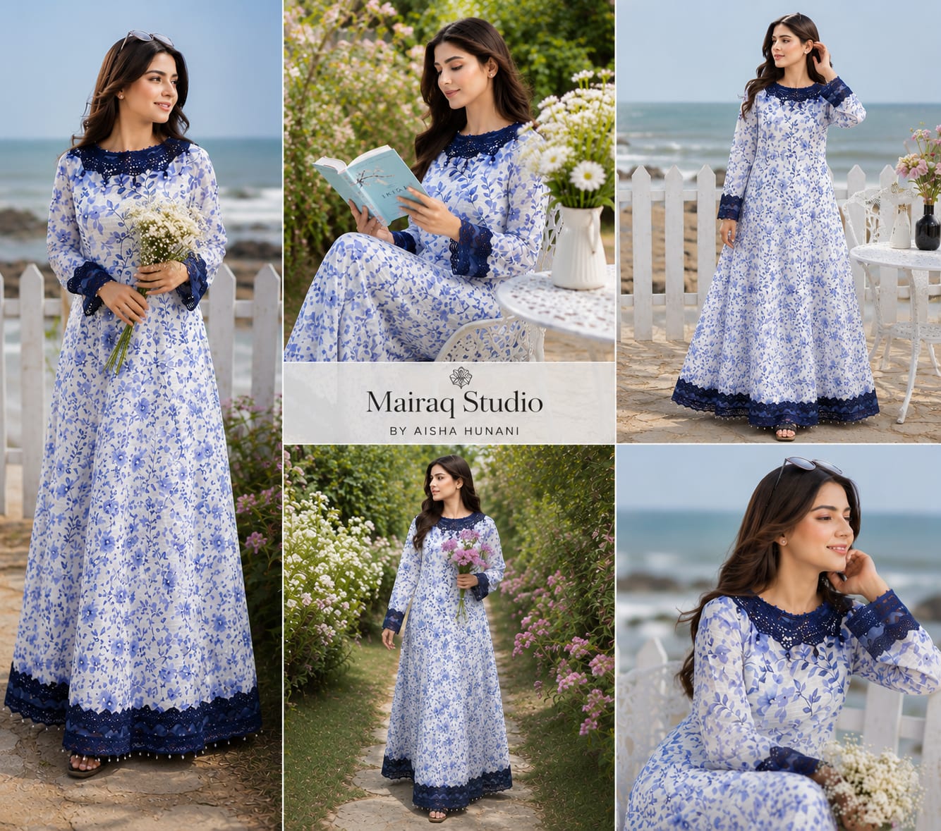 Blue & White Floral Maxi