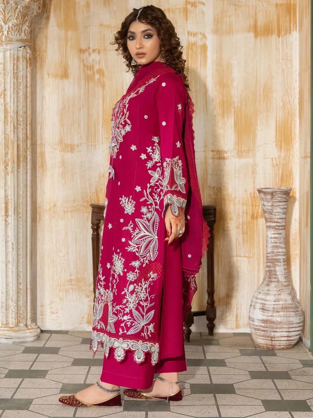 Wasl-U6B stylish women’s stitched embroidered lawn suit 3 pcs set view 11