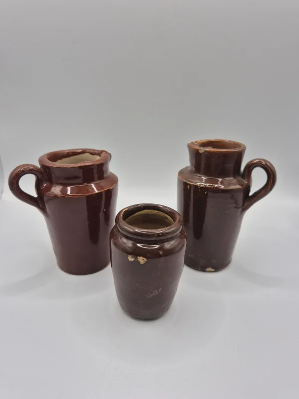 3 Glazed Cream Pots