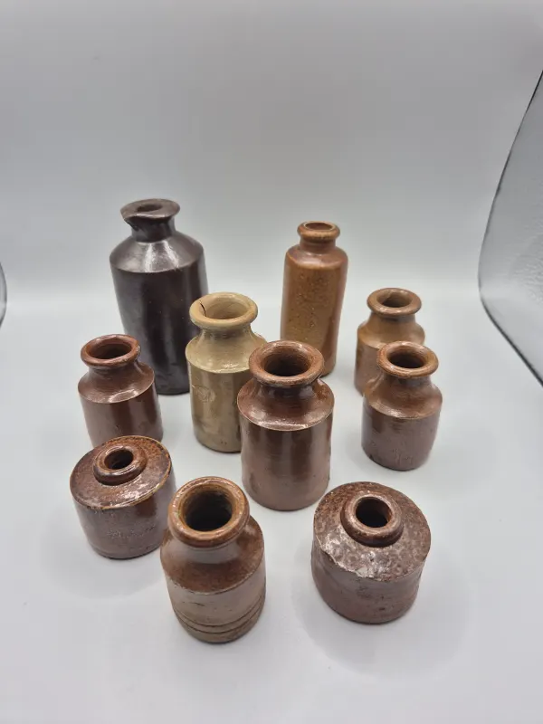 10 Salt Glazed Ink Bottles