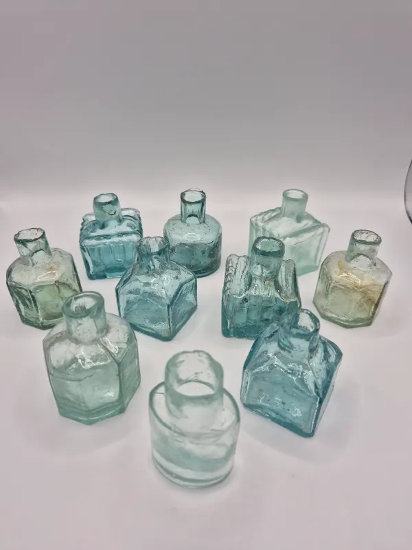 10 Glass Ink Bottles