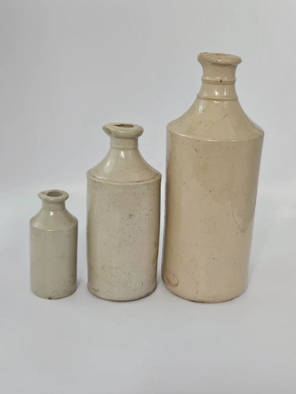 3 STONEWARE INK BOTTLES