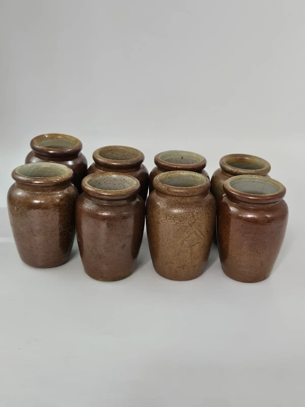 8  SALT GLAZED CREAM POTS