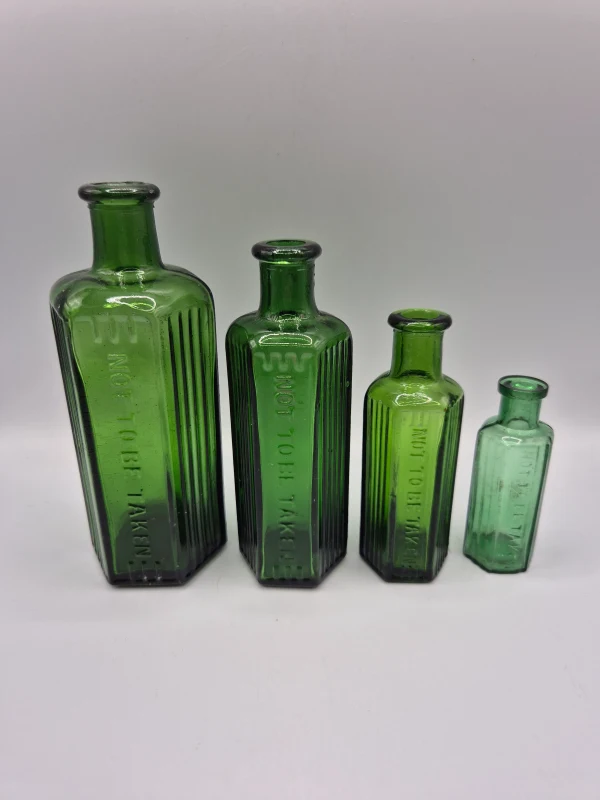 4 Green Poison Bottles