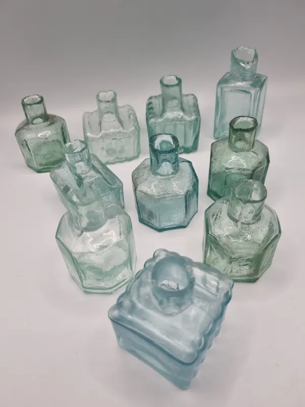 10 Glass Ink Bottles