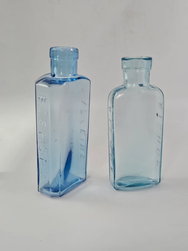2 BLUE BISHOPS BOTTLES