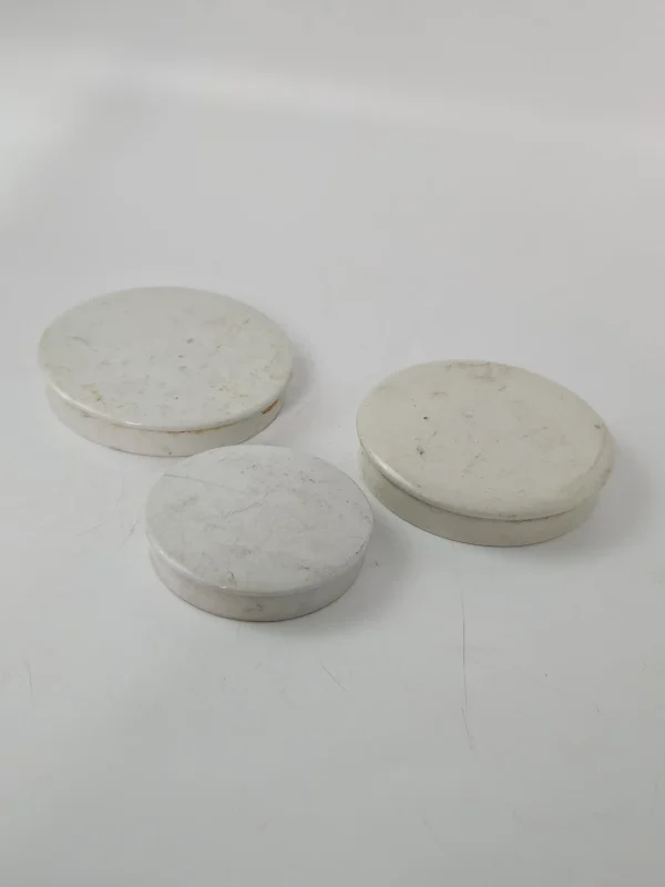 3 VICTORIAN IRONSTONE POT LIDS