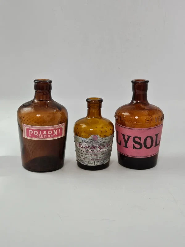 3 LABELLED LYSOL POISON BOTTLES