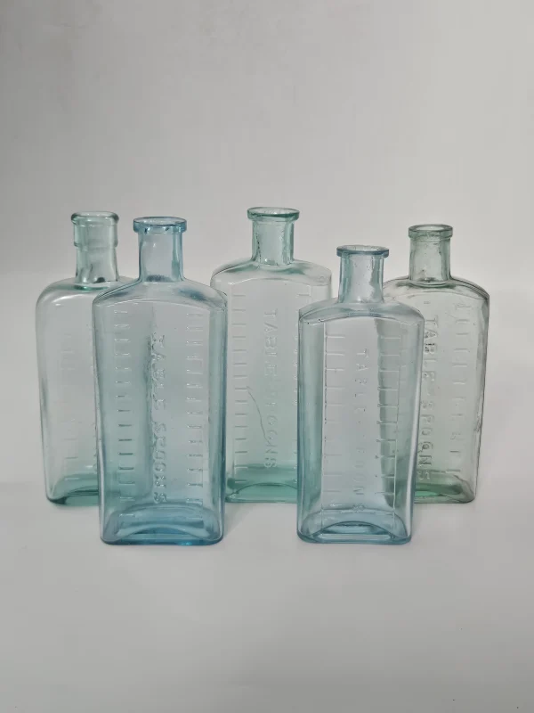 5 VICTORIAN MEDICINE BOTTLES