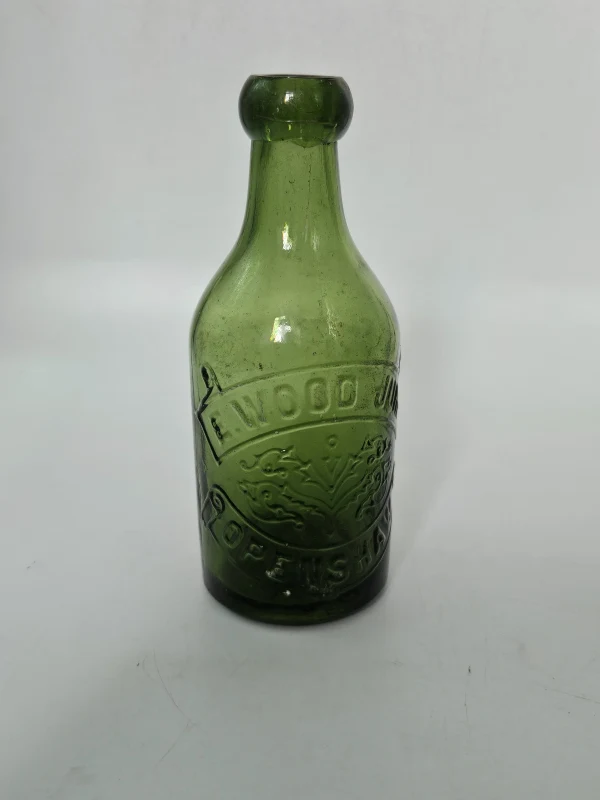 OPENSHAW GREEN GLASS GINGER BEER BOTTLE