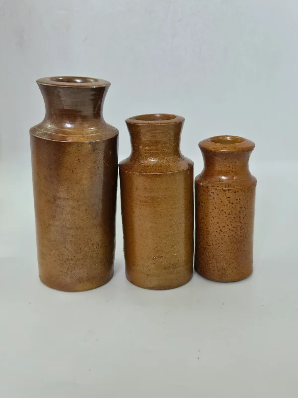 3 SALT GLAZED POLISH JARS