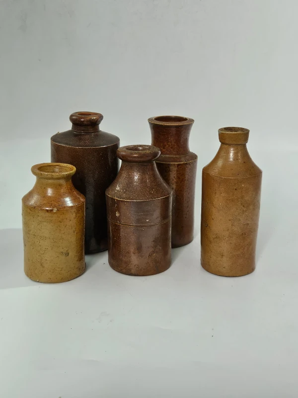 5 SALT GLAZED BOTTLES