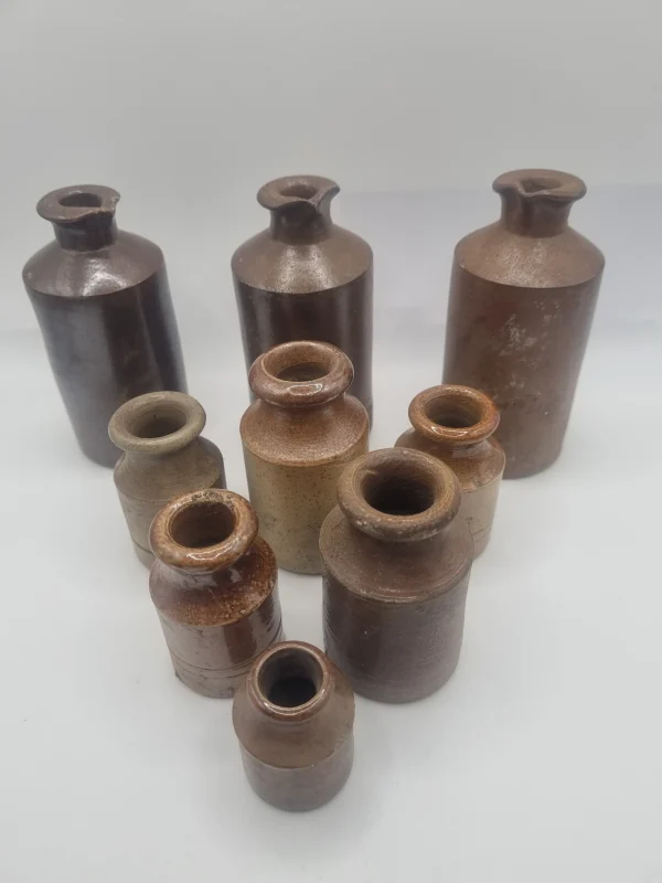 9 Salt Glazed Ink Bottles