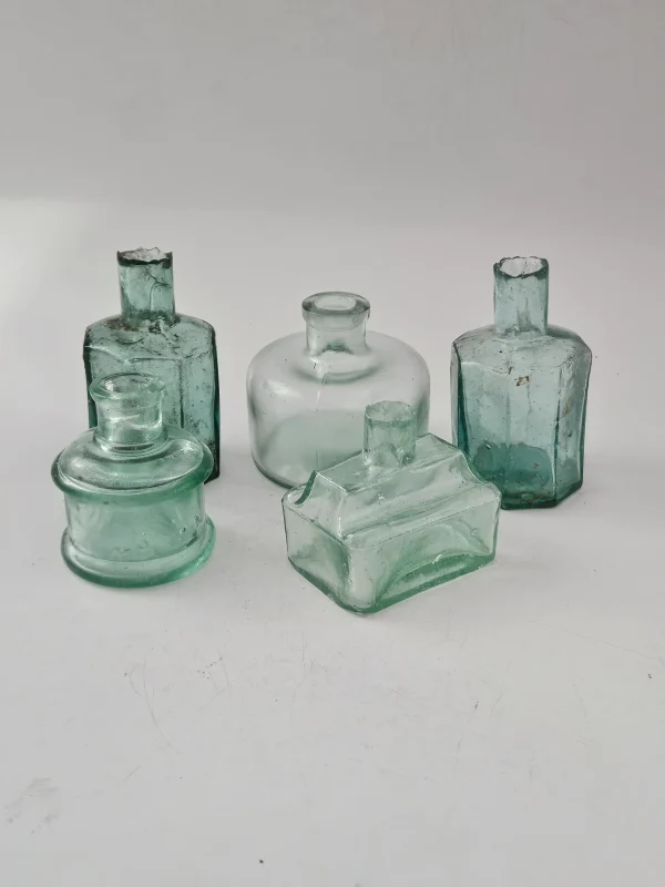 5 NICE GLASS INK BOTTLES