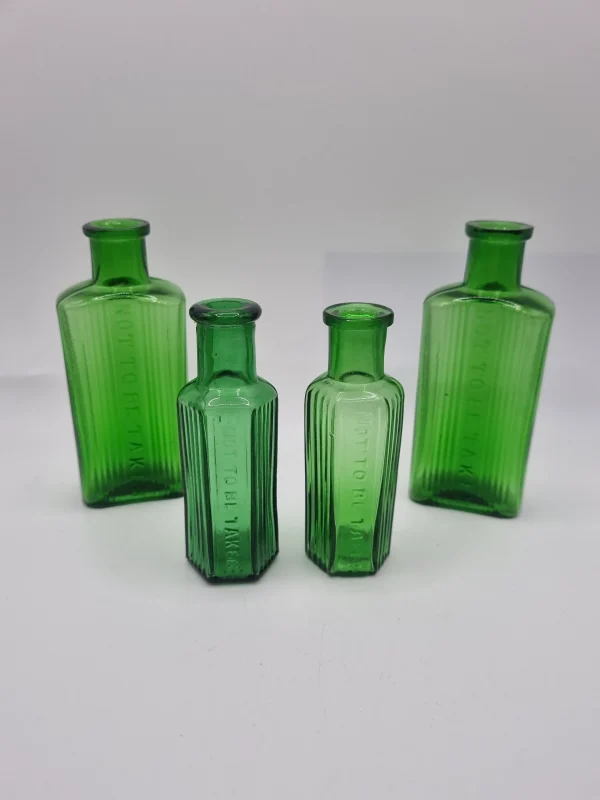 4 Green Poison Bottles