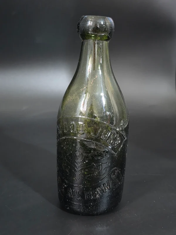 OPENSHAW GREEN GLASS GINGER BEER BOTTLE